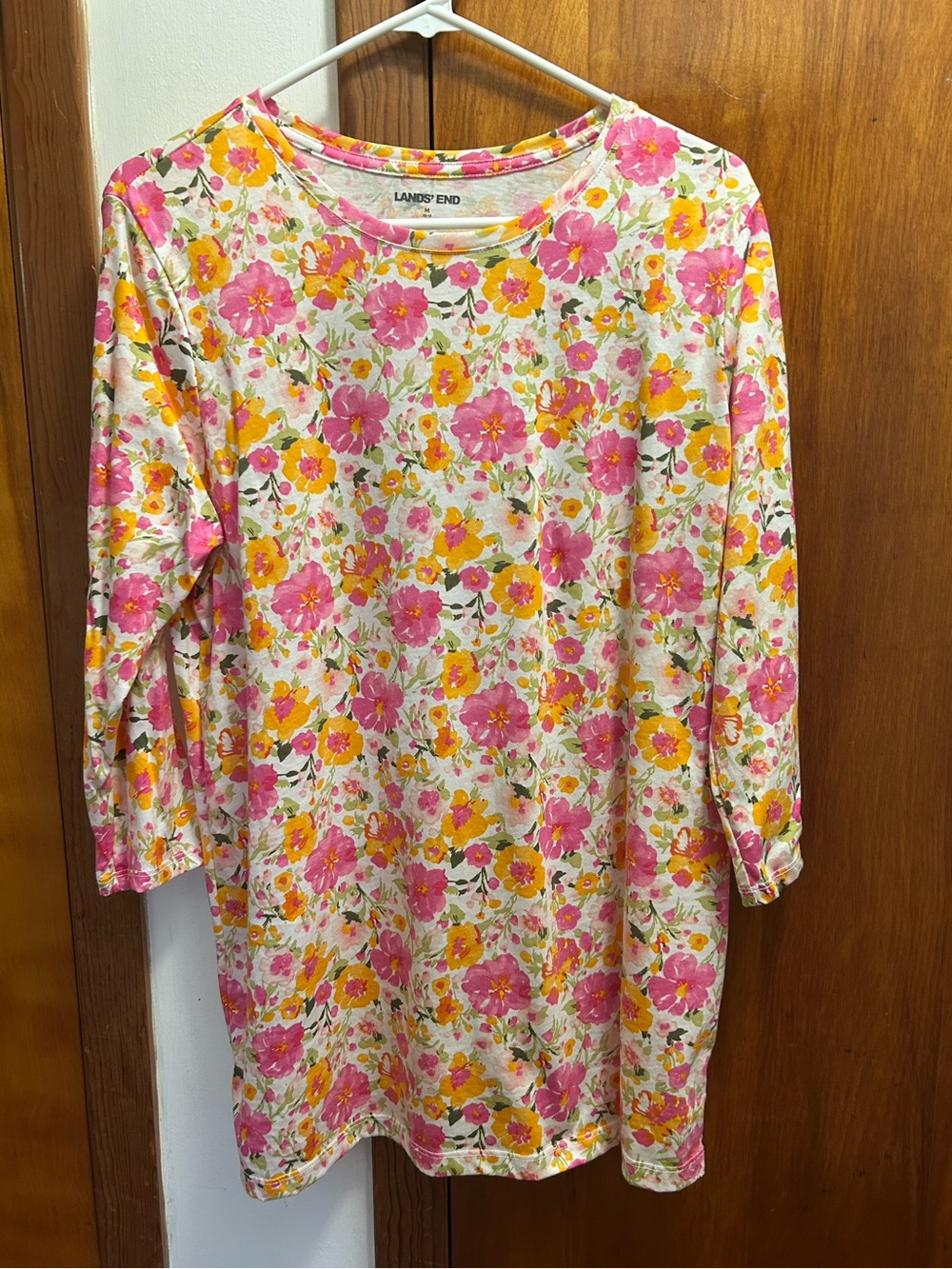 Lands' End Cotton-Floral Top in Pink & Yellow